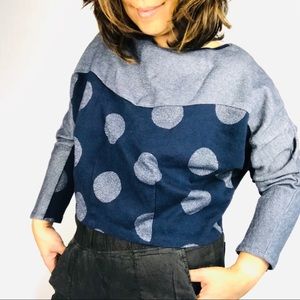 Anthropologie Postmark cropped polka dot sweater
